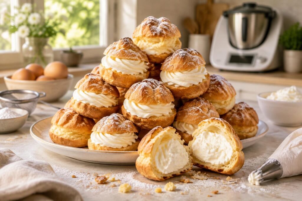 découvrez comment préparer facilement de délicieux choux à la chantilly, avec une recette classique et une version rapide au thermomix.