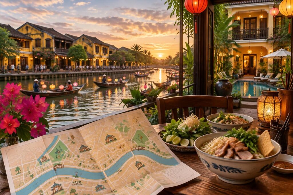 préparez votre séjour à hoi an : consultez la carte et la météo, trouvez les meilleurs hôtels et découvrez les restaurants incontournables.